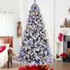 Streamdale Furniture Streamdale 7.5ft Flocked Christmas Tree 400l Colorful Led Lights Pe+pvc 10 Modes Metal Stand In Multi