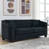 Streamdale Furniture Streamdale Classic Chesterfield Velvet 3-person Sofa With Nailhead Trim In Black