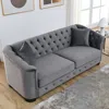 Streamdale Furniture Streamdale Luxurious Velvet Chesterfield Sofa With Nailhead Trim In Gray