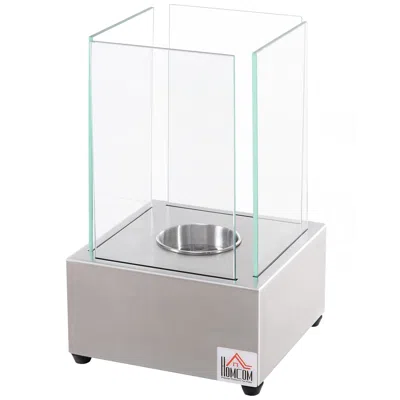 Streamdale Furniture Streamdale 7.75" Tabletop Ethanol Fireplace, Silver