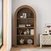 Streamdale Furniture Streamdale 78" Arched Bookcase - Mid Century Modern 4-tier Display Shelf (brown) In Brown