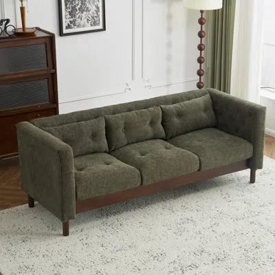 Streamdale Furniture Streamdale 78" Upholstered Sofa, Modern 3-seater, Tufted Design, Dark Green
