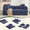 Streamdale Furniture Streamdale 78.5" Folding Sleeper Sofa Bed - 4-in-1 Convertible, King Size, Corduroy Blue In Blue