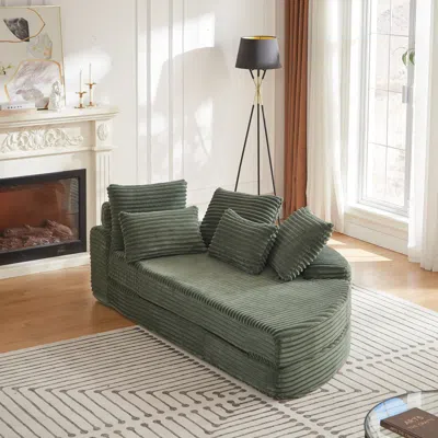 Streamdale Furniture Streamdale 78.5-inch Corduroy Semi-circular 2-in-1 Sofa Bed With Neck Pillow & 5 Throw Pillows