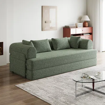 Streamdale Furniture Streamdale 78.7" Convertible Sleeper Sofa Bed With Pillow & Side Pocket In Green