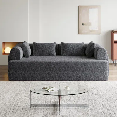 Streamdale Furniture Streamdale 78.7" Convertible Sleeper Sofa Bed With Pillow & Side Pocket In Gray
