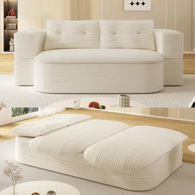 Streamdale Furniture Streamdale 78.7" Foldable Corduroy Sofa Bed With Blanket & Pillows