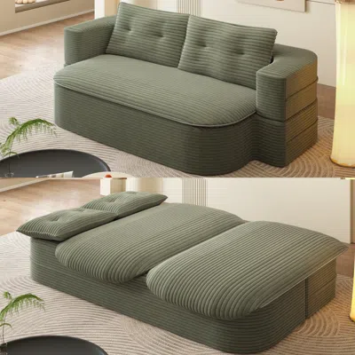 Streamdale Furniture Streamdale 78.7" Modern Foldable Sofa Bed With Blanket & Pillows In Green