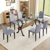 Streamdale Furniture Streamdale 79" Glass Table & 6 Gray Linen Chairs