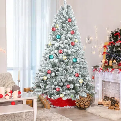 Streamdale Furniture Streamdale 7ft Flocked Christmas Tree With Pine Cones - Snowy Pvc Artificial Holiday Tree In Multi