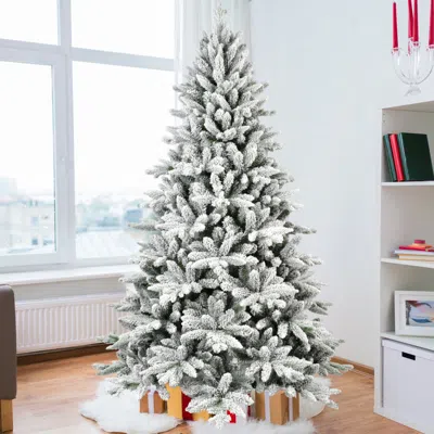 Streamdale Furniture Streamdale 7ft Flocked Snowy Hinged Christmas Tree With Metal Stand