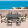 Streamdale Furniture Streamdale 7-piece Cast Aluminum Patio Set, Black Frame, Random Color Cushions