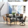 Streamdale Furniture Streamdale 7pc Patio Dining Set, Wicker, Swivel Rockers, Cushions, Table