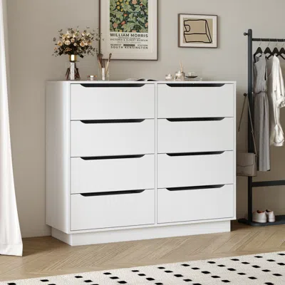 Streamdale Furniture Streamdale 8-drawer White Dresser, 47.2" Wide, Large Capacity Storage