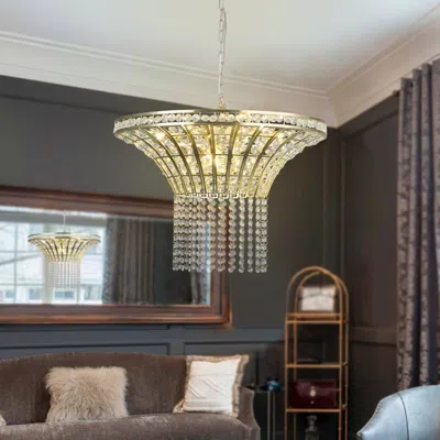Streamdale Furniture Streamdale 8-light 23.6" Wide Crystal Waterfall Chandelier In Gold