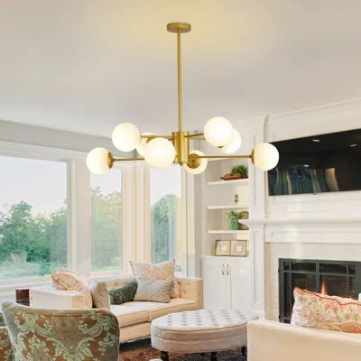 Streamdale Furniture Streamdale 8-light Chandelier With Globe Shades And Mid-century Design