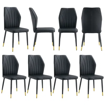 Streamdale Furniture Streamdale 8 Modern Dining Chairs - Pu Back, Black Legs