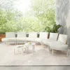 Streamdale Furniture Streamdale 8-pc Half Moon Patio Sofa Set, Wicker, Glass Tables, Cushions & Pillows, Beige