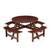 Streamdale Furniture Streamdale 8-person Round Picnic Table Set W/ Benches & Umbrella Hole