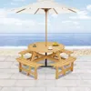 Streamdale Furniture Streamdale 8-person Round Picnic Table Set W/ Benches & Umbrella Hole