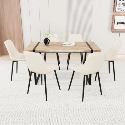 Streamdale Furniture Streamdale 8-piece Dining Set Modern Mdf Table And Chairs, 59
