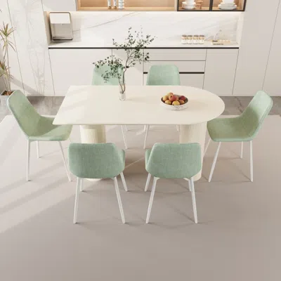 Streamdale Furniture Streamdale 8-piece Mdf Coffee Table And Dining Chair Set With Round Table Legs