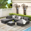 Streamdale Furniture Streamdale 8-piece Outdoor Wicker Patio Sofa Set W/ Washable Cushions & Glass Table