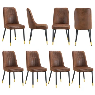 Streamdale Furniture Streamdale 8-piece Velvet Dining Chair Set With Metal Legs