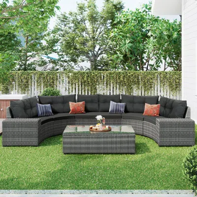 Streamdale Furniture Streamdale 8-pieces Outdoor Wicker Round Sofa Set