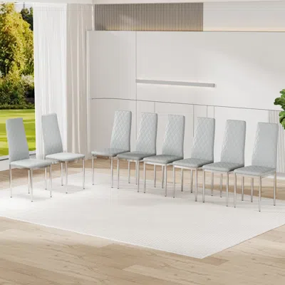 Streamdale Furniture Streamdale 8-set Leather Office Chairs: High-back Diamond Quilted, 45d Foam Cushion. Black/white/gra