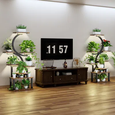 Streamdale Furniture Streamdale 8-tier Plant Stand W/ Grow Lights, Stepless Dimming, Metal Steel Pipe In Brown