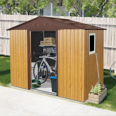 STREAMDALE FURNITURE STREAMDALE 8' X 4' OUTDOOR METAL STORAGE SHED W/ WINDOW & FOUNDATION