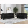 Streamdale Furniture Streamdale Black Velvet 3-seater Chesterfield Sofa With Tufted Couch In Black