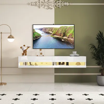 Streamdale Furniture Streamdale 80" Floating Tv Stand With Leds And Charger (70 Chars)