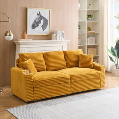 Streamdale Furniture Streamdale 80" Foldable Chaise Longue Sofa With Cupholders And Pillows