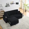 Streamdale Furniture Streamdale 80" Folding Corduroy Sofa Bed W/ Cup Holder & Pillow - Black