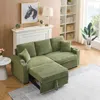 Streamdale Furniture Streamdale 80" Folding Corduroy Sofa Bed W/ Cup Holder & Pillow - Green