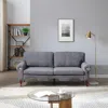 Streamdale Furniture Streamdale 80" Modern Linen Sofa - Tufted, Wood Legs, Grey