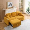 Streamdale Furniture Streamdale 80" Orange Corduroy Pull-out Sofa Bed W/ Cup Holder
