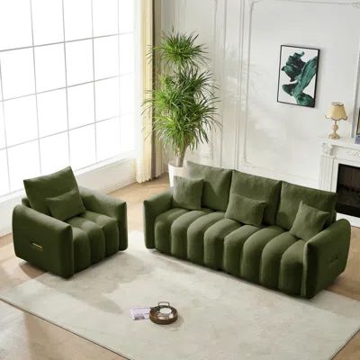 Streamdale Furniture Streamdale 80.7" Teddy Fabric Sofa With Pillows & Cushions - Solid Wood Frame
