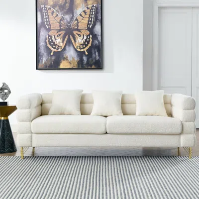 Streamdale Furniture Streamdale 81" Oversized 3-seater Sectional Sofa - White Teddy