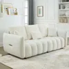 Streamdale Furniture Streamdale 81" Teddy Fabric Sofa - 3 Pillows & Cushions - Solid Wood Frame In White
