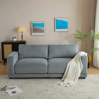 Streamdale Furniture Streamdale 81" Velvet Sofa - Modern Square Arm, Deep Cushions