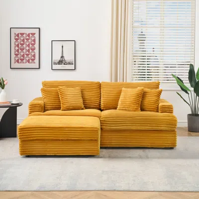 Streamdale Furniture Streamdale 82" Corduroy Sofa With Storage Feet