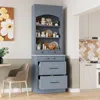 Streamdale Furniture Streamdale 83" Freestanding Kitchen Pantry With Faux Marble Top & 5 Drawers