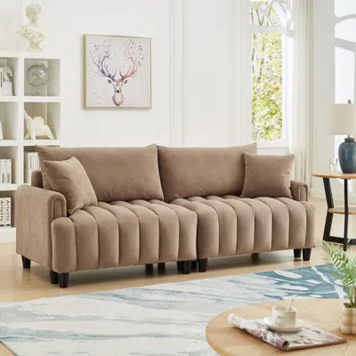 Streamdale Furniture Streamdale 83" Futon Sofa Bed With Pillows, Convertible Sleeper, Brown