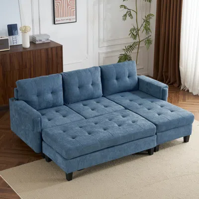Streamdale Furniture Streamdale 83" L-shaped Sectional Sofa With Bed, Usb Ports, Ottoman, And Chaise