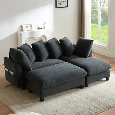 Streamdale Furniture Streamdale 83" Sectional Sofa With Storage Ottoman & Pillows