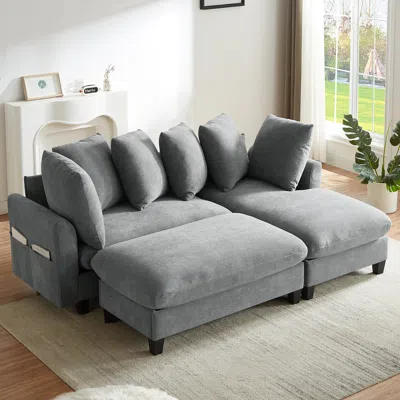 Streamdale Furniture Streamdale 83" Sectional Sofa With Storage Ottoman & Pillows