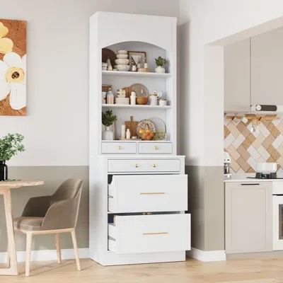 Streamdale Furniture Streamdale 83.7" Kitchen Pantry With Faux Marble Top